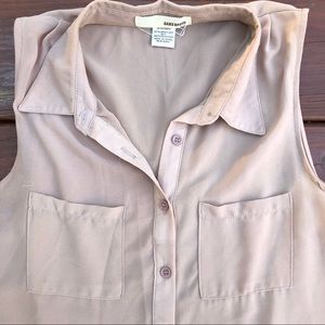 Tops | Nude Button Up Tank Top Sz Med | Poshmark